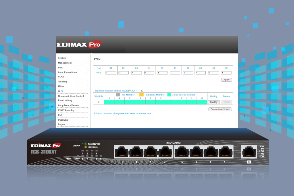 EDIMAX TGS-3109XT 9-Port 2.5 and 10 Gigabit web smart switch with intuitive and powerful smart tool
