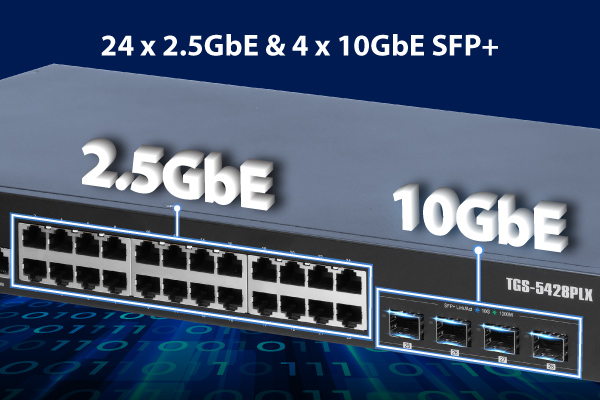 EDIMAX TGS-5428PLX Surveillance VLAN Long Range 24-Port 2.5GbE Gigabit PoE++ 90W 802.3bt Web Smart L2 Switch with 4 SFP+ 10G Ports