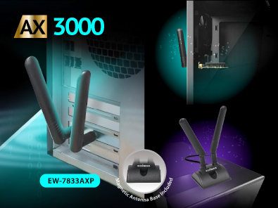 Edimax EW-7833AXP AX3000 2-in-1 WiFi 6 and Bluetooth PCIe Adapter