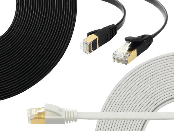 Premium Ethernet Network Patch Flat Cat7 Cable CAT7 Shielded RJ45 Ethernet  Network Patch Cable - Ultra Speed 10 Gigabit 600Mhz Patch (25ft) - White 