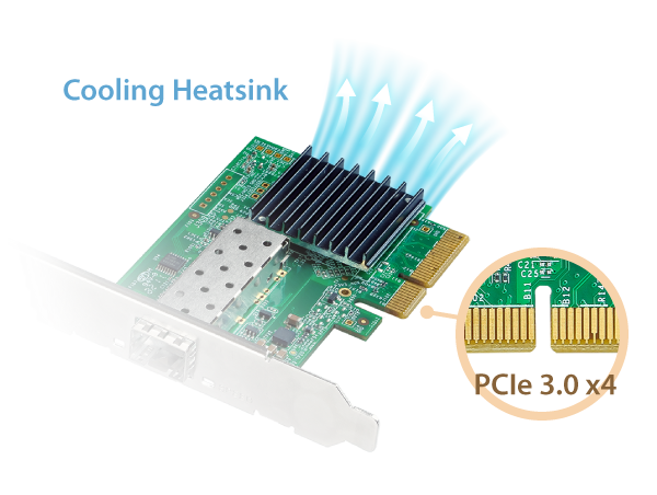 EDIMAX EN-9320SFP+ V2 10 Gigabit PCIe SFP+ Fiber Network Adapter, PCIe 3.0 and Cooling Heatsink