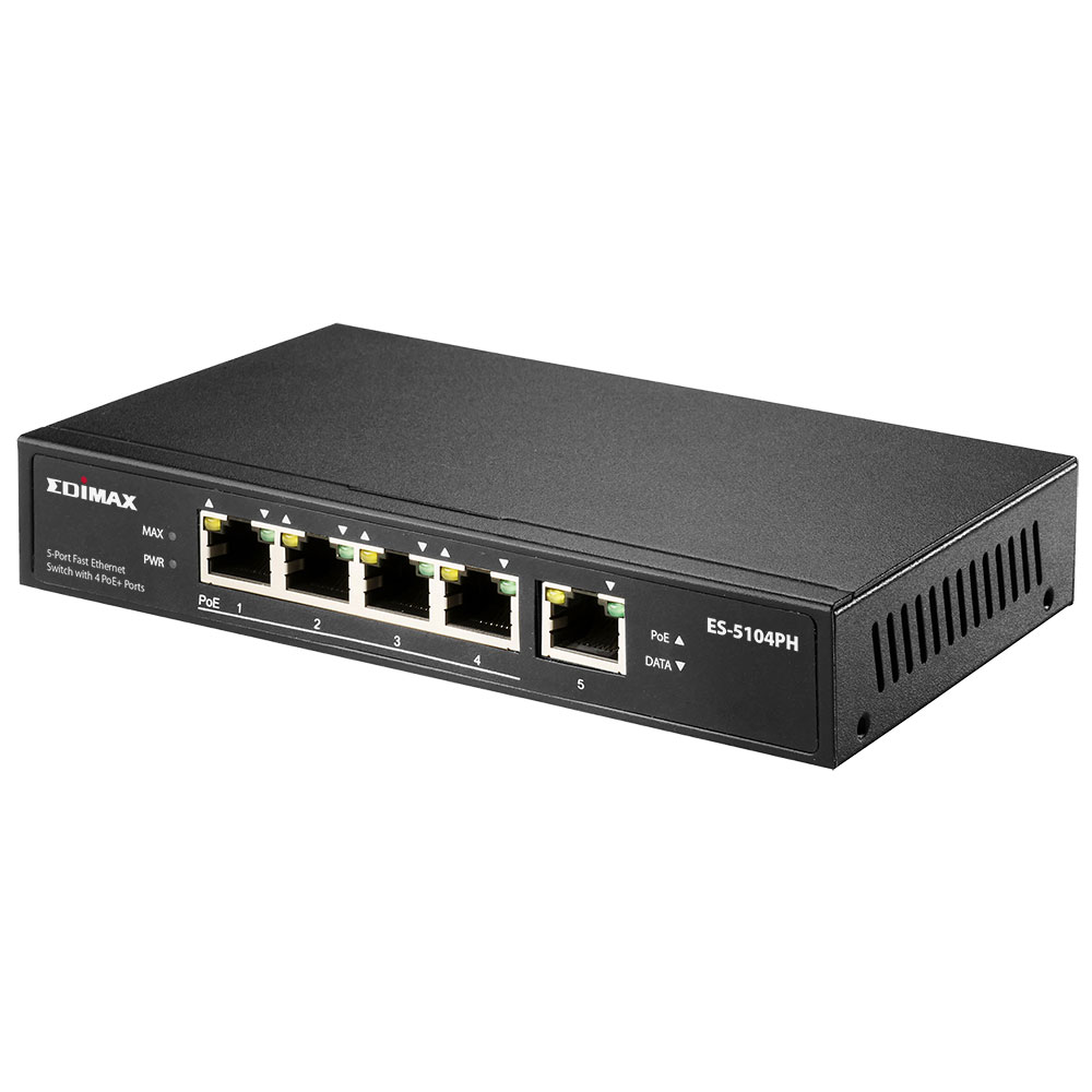 EDIMAX - - PoE Unmanaged - 5 Ethernet Switch with 4 PoE+ Ports