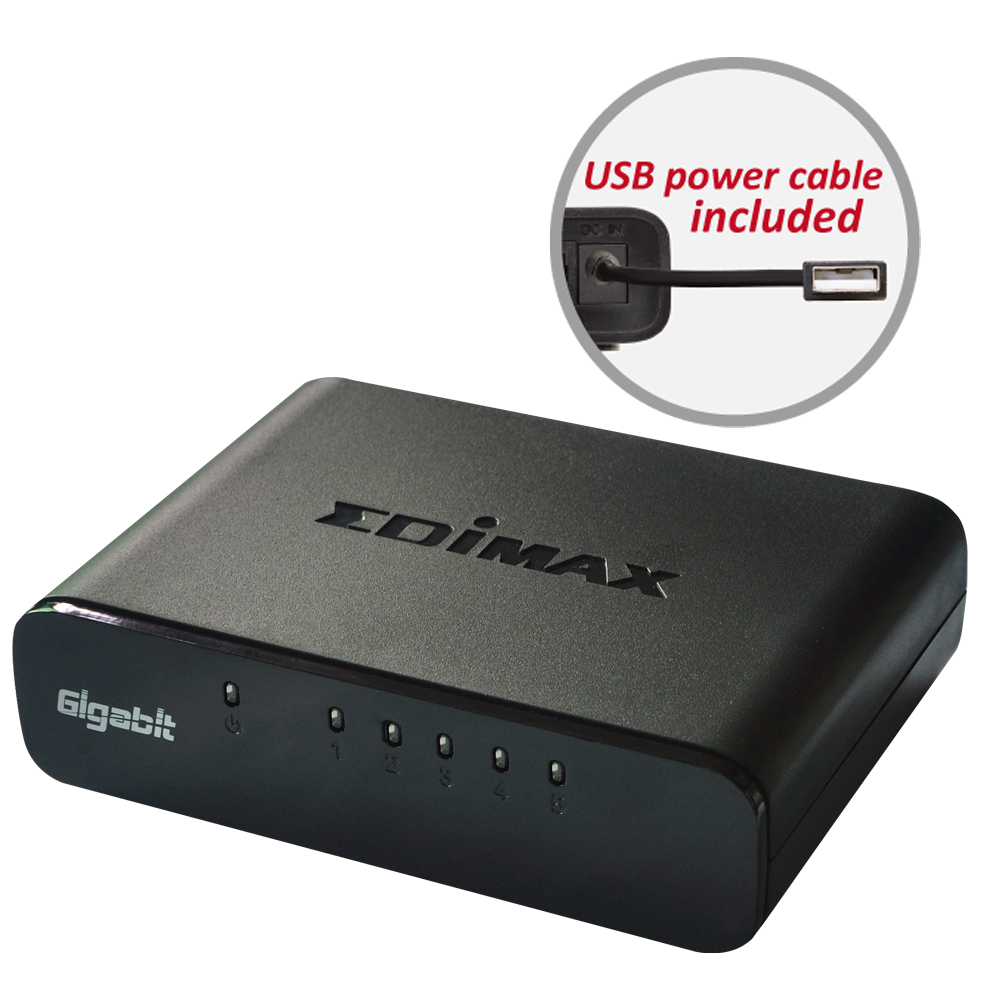EDIMAX - Switches - Gigabit Ethernet - 5-Port Gigabit Desktop Switch